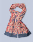 Long exclusive satin scarf Gordons Flowers for ladies and gentlemen - by Ottimare from sustainable TENCEL- Blue, Red, Pink. Handmade in the Netherlands